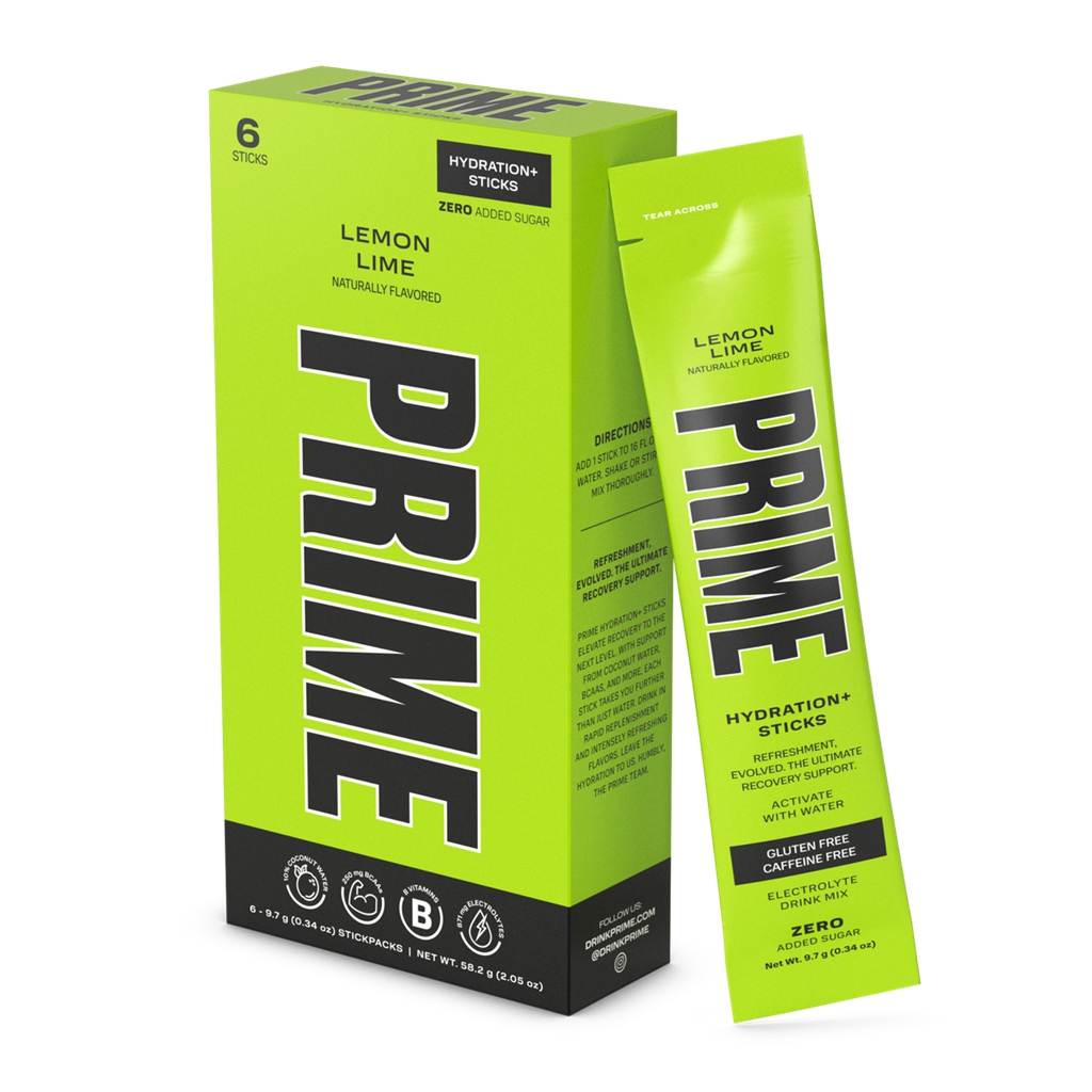 Green Prime Lemon Lime 6PK Hydration Sticks | WZ5301946