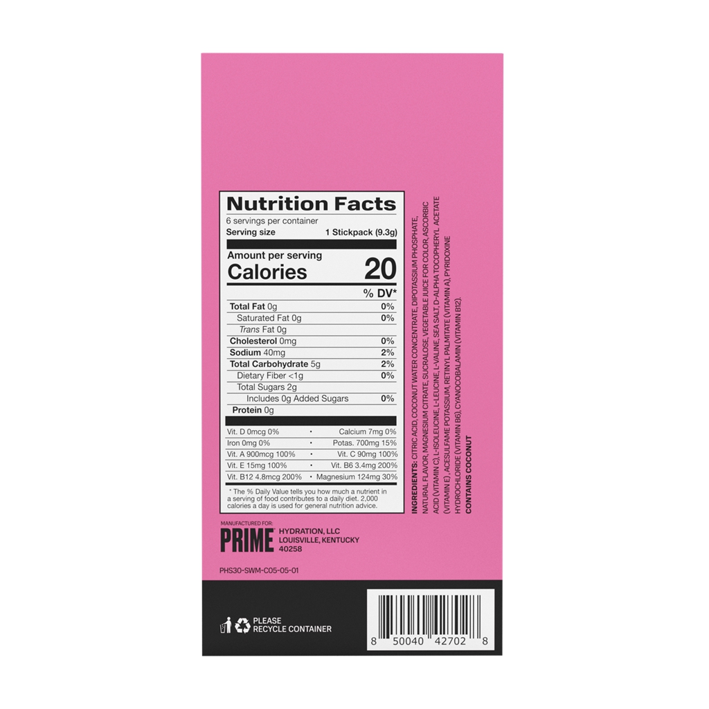 Pink Prime Strawberry Watermelon 6PK Hydration Sticks | HQ3185469