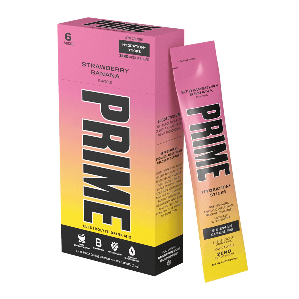 Pink Yellow Prime Strawberry Banana 6PK Hydration Sticks | AW5709614